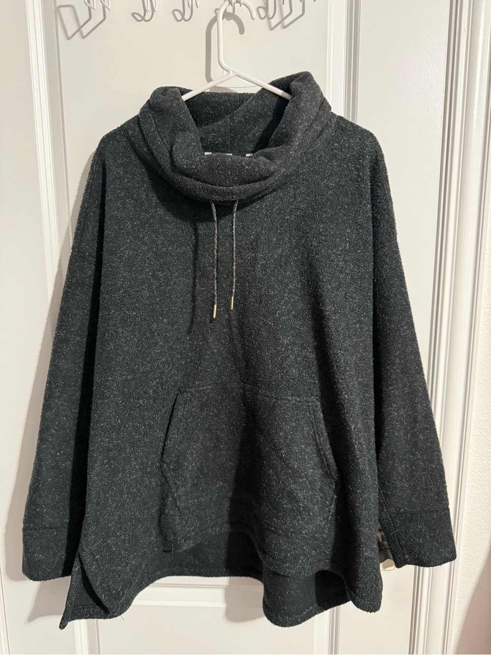 Nike Charcoal Black Cowl Neck Sweatshirt with gold accent